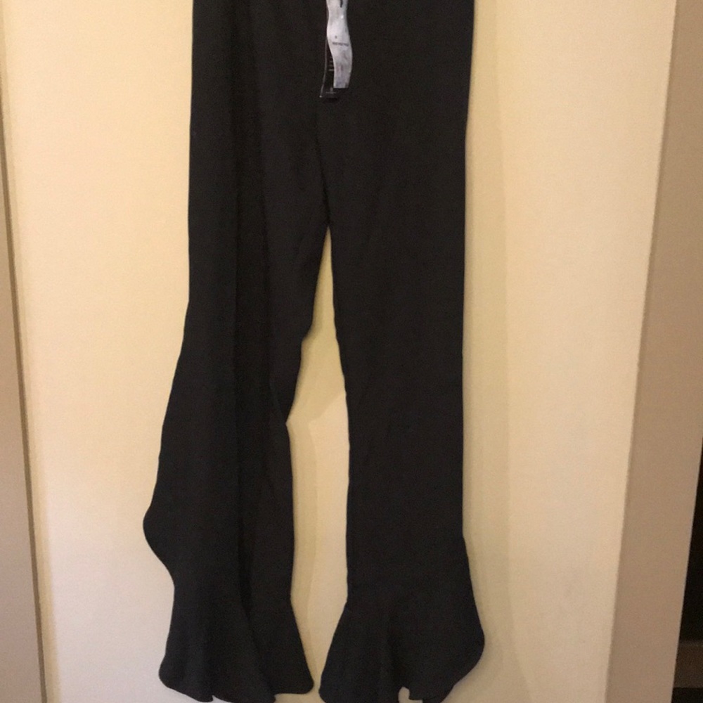 Wide Leg with Ruffle, flat-front Pants